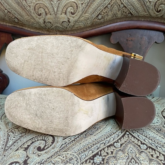 Stuart Weitzman Tan Suede Ankle Boots Studded Block Heel Retail $598 Size 7.5 - Picture 8 of 9